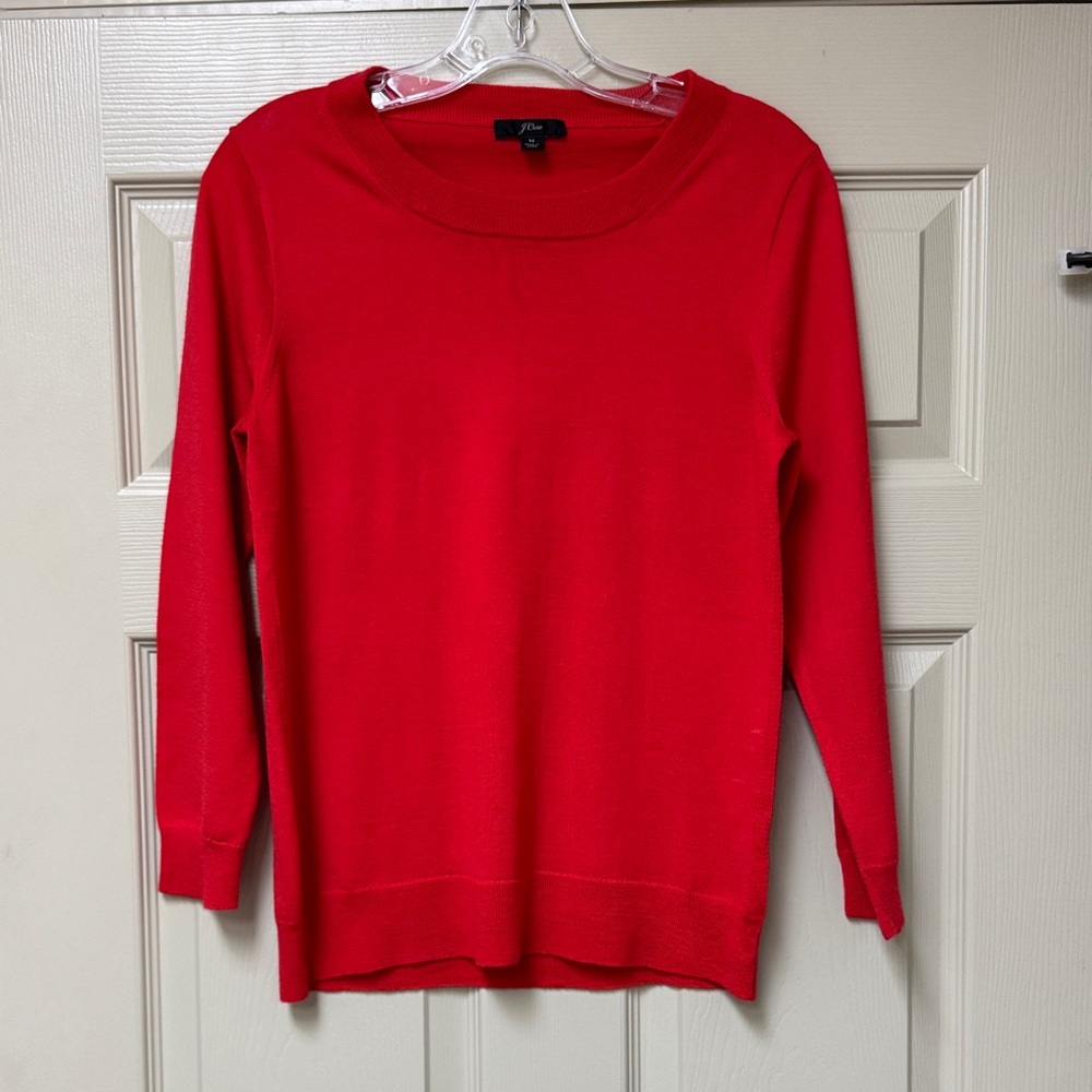 Jcrew red 3/4 sleeve sweater